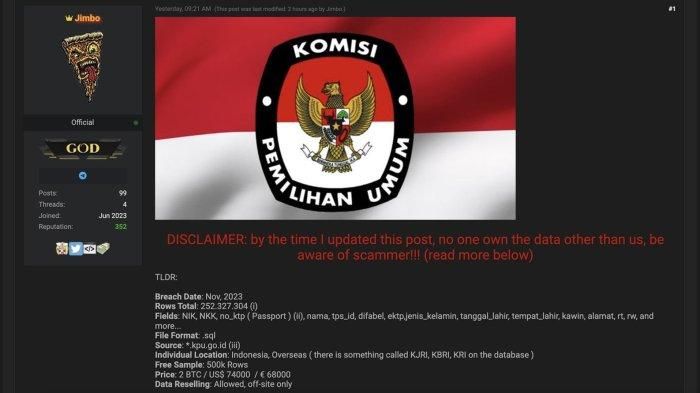 Hacker Bocorkan Data Pemilih Pemilu 2024