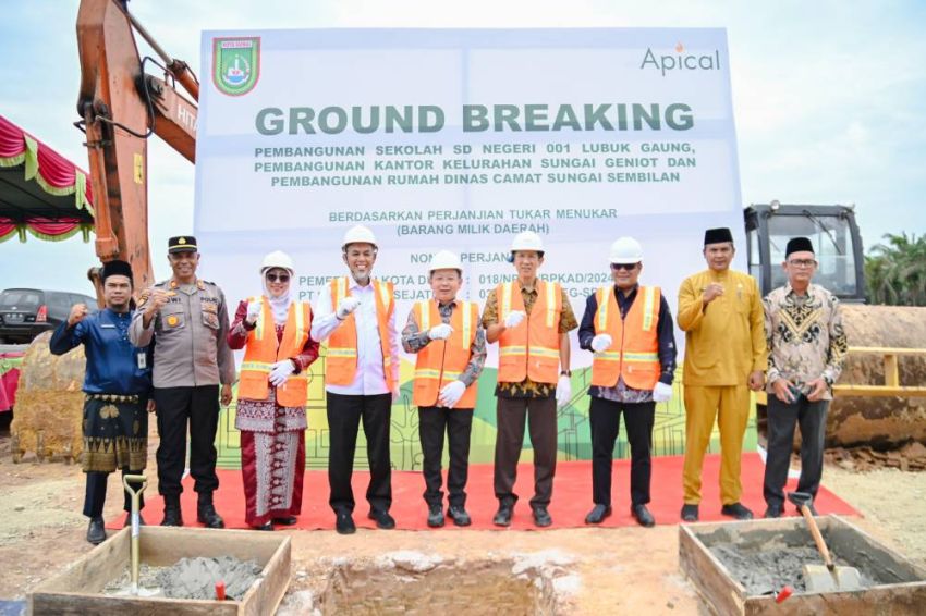 Ground Breaking Pembangunan SDN 001 Lubuk Gaung, Wako Apresiasi Bantuan Apical Group