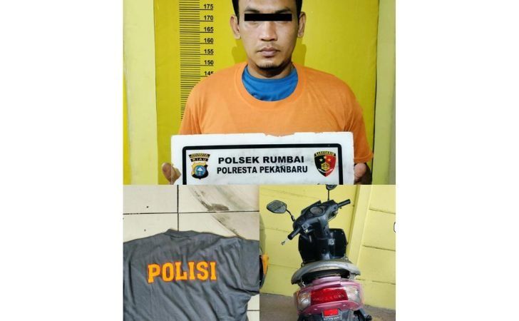 Bermodal Baju Kaos Bertulis POLISI, Pelaku Bawa Kabur Honda Vario Wanita Paruh Baya