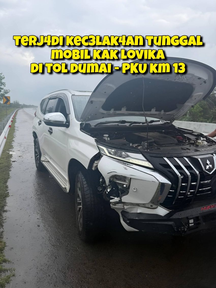 Content Creator Dumai Kak Lovika Alami Kecelakaan Tunggal di Tol Permai