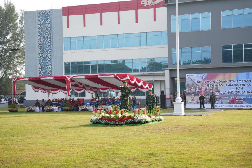Arahan Menhan Soal Penugasan TNI,  Kilang Pertamina Dumai Gelar Apel Siaga Pengamanan Obvitnas