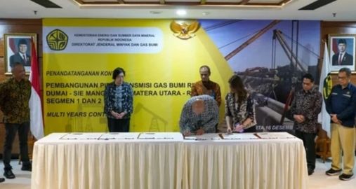 Proyek Pipa Transmisi Gas Dumai- Sei Mangkei Rampung 2027