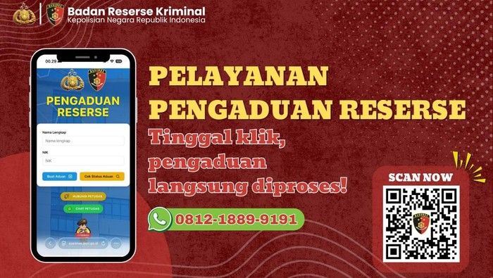 Buat Pengaduan, Ini Nomor WhatsApp Terhubung Pelayanan Reserse Bareskrim
