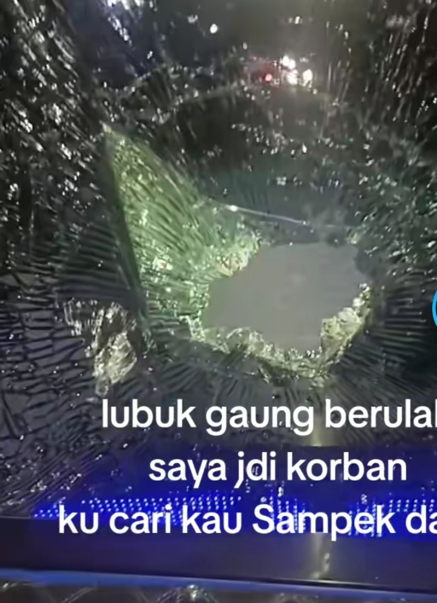 Teror Lemparan Batu Dialami Truk Tujuan Lubuk Gaung, Alami Pecah Kaca