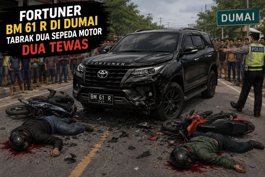 Diduga Pulang Dugem, Fortuner BM 61 R Tabrak Dua Motor, Dua Orang Tewas