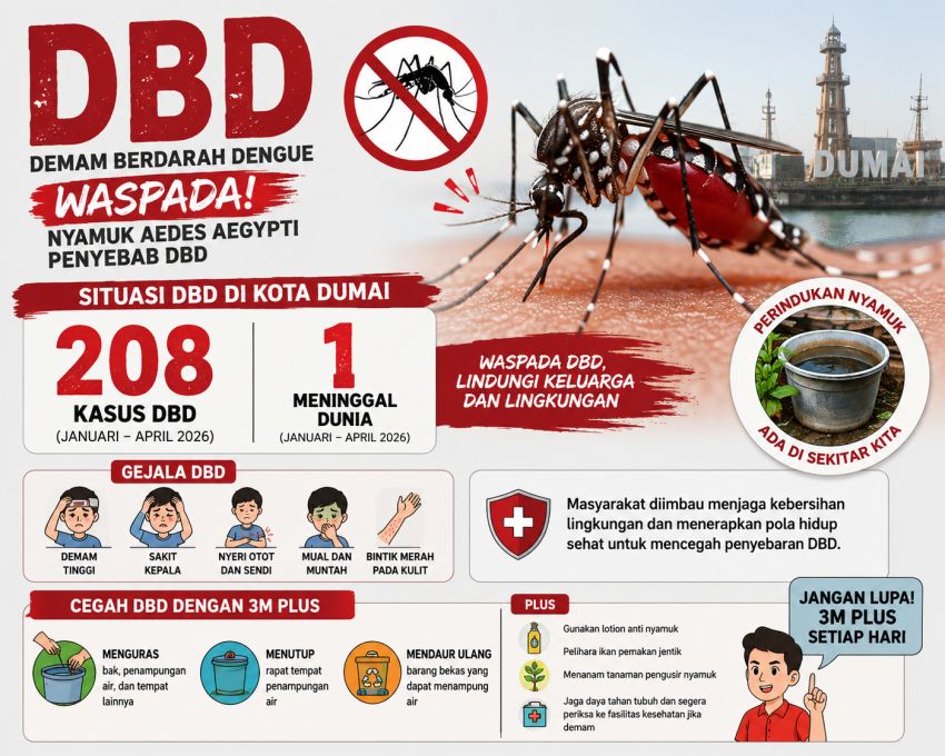 Hingga April 208 Kasus DBD di Dumai, 1 Meninggal Dunia