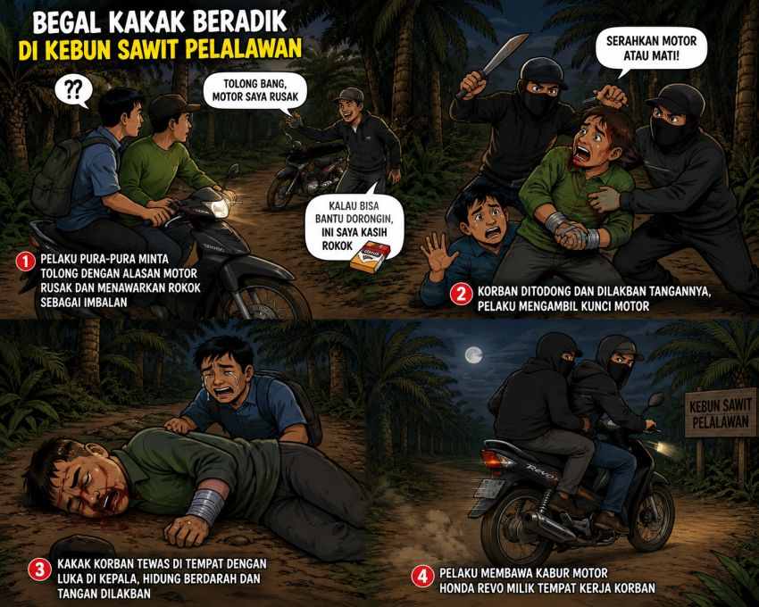 Begal di Kebun Sawit, Kakak Tewas Tangan Dilakban kepala Luka dan Hidung Mengeluarkan Darah