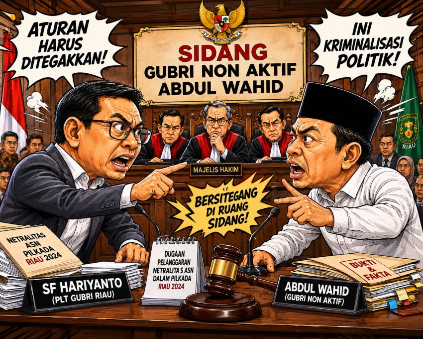 Dalam Persidangan Abdul Wahid dan SF Hariyanto Berdebat