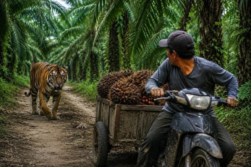 Petani Diserang Harimau Sumatera Saat Melansir Buah Sawit Gunakan Motor
