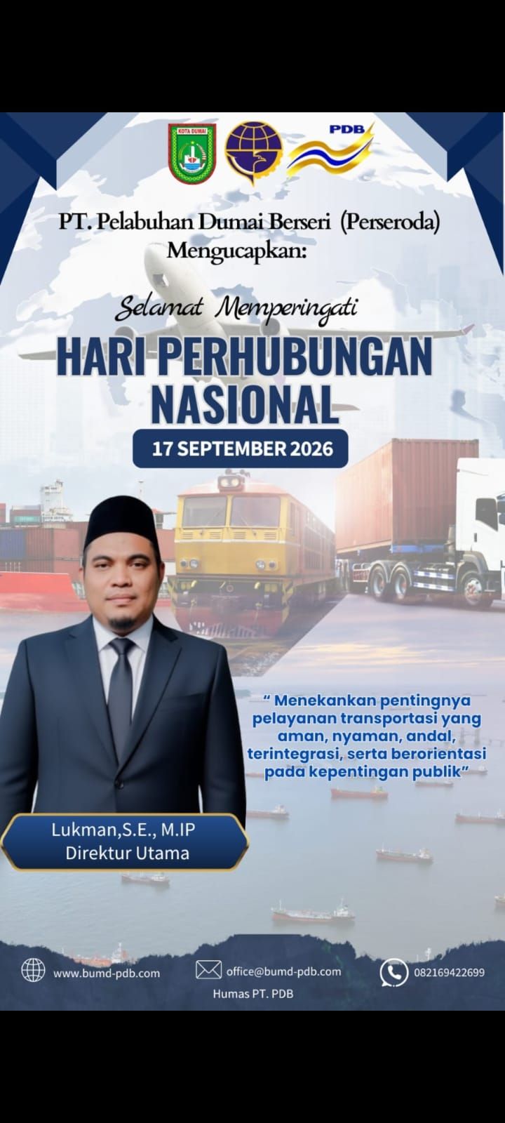 PT Pelabuhan Dumai Berseri Ucapkan Selamat Hari Perhubungan Nasional 2026, Dorong Transportasi Semakin Berdaya Saing